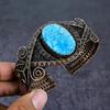 Tibetan Turquoise Gemstone Handmade Copper Wire Wrap Cuff Bangle Adjustable j9R87
