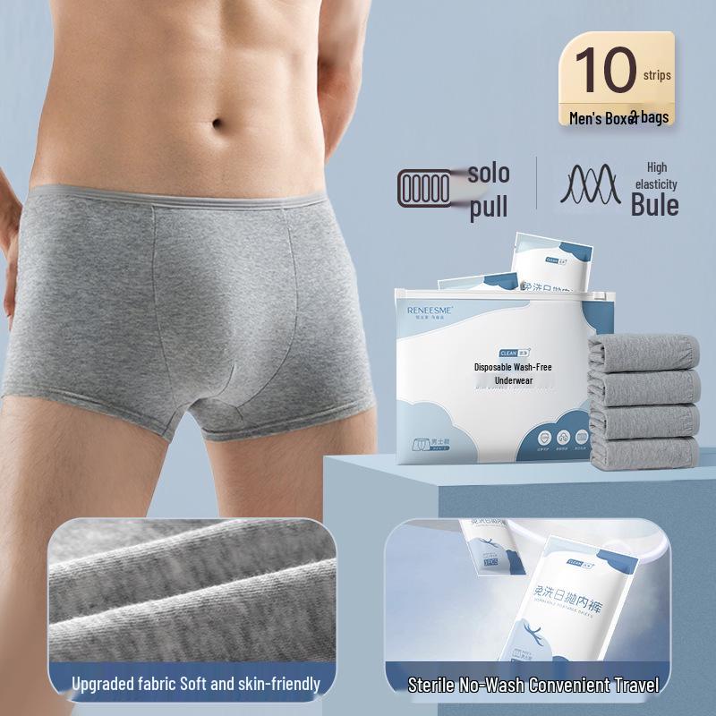 Men's Wash-Free Disposable Polyester Cotton Travel Briefs - Plus Size Four-Corner Shorts