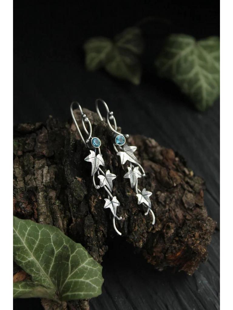 Креативные ретро-серьги с листьями плюща и эльфами: Популярный европейский и американский стиль