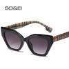 SHAUNA Ретро кошачий глаз женские роскошные солнцезащитные очки модный брендовый дизайнер многоугольные очки мужские оттенки UV400 градиентные солнцезащитные очки