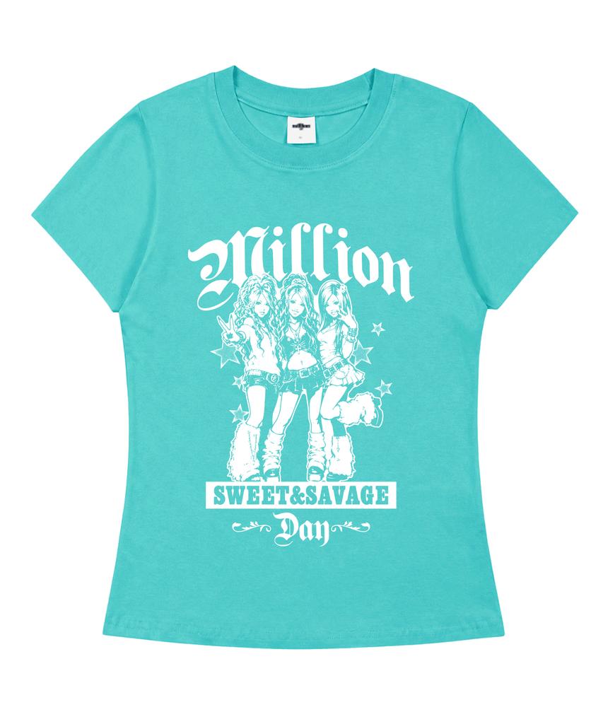 MILLION DAY Обтягивающая футболка с коротким рукавом для Гяру