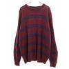 90s Old Border Pattern Long Sleeve Sweater M Burgundy Men's Used