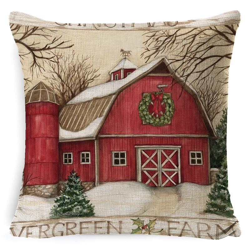 Christmas Snowman Pillowcase Living Room Decoration Linen Pillowcase New Year Santa Claus Christmas Sofa Cushion Cover