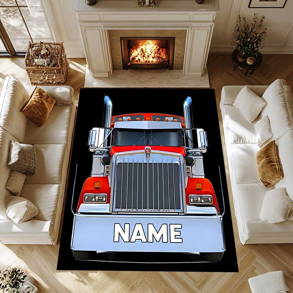 Truck Racing2 Customize your name rug, office chair cushion, home bedroom living room gift.