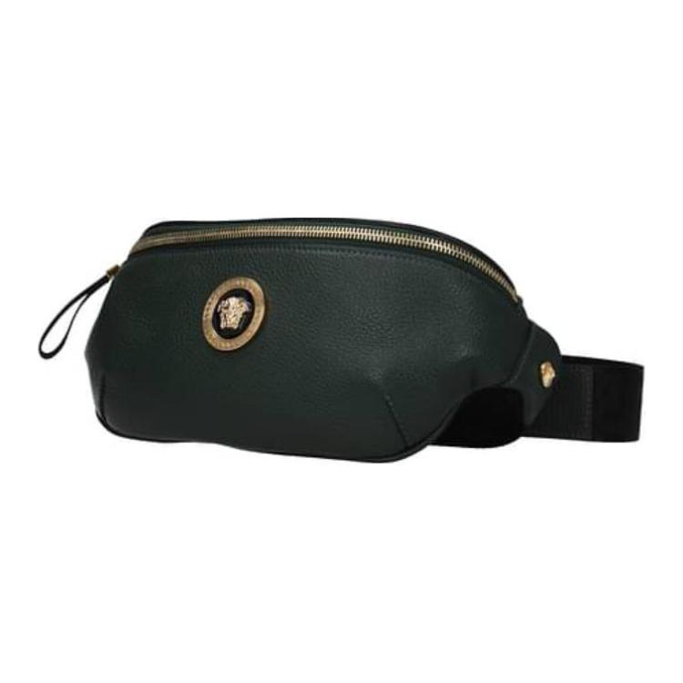 Versace Medusa Head Zipper Leather Shoulder Crossbody Waist Bag Men bags Green 1002884-1A02187-2G82V