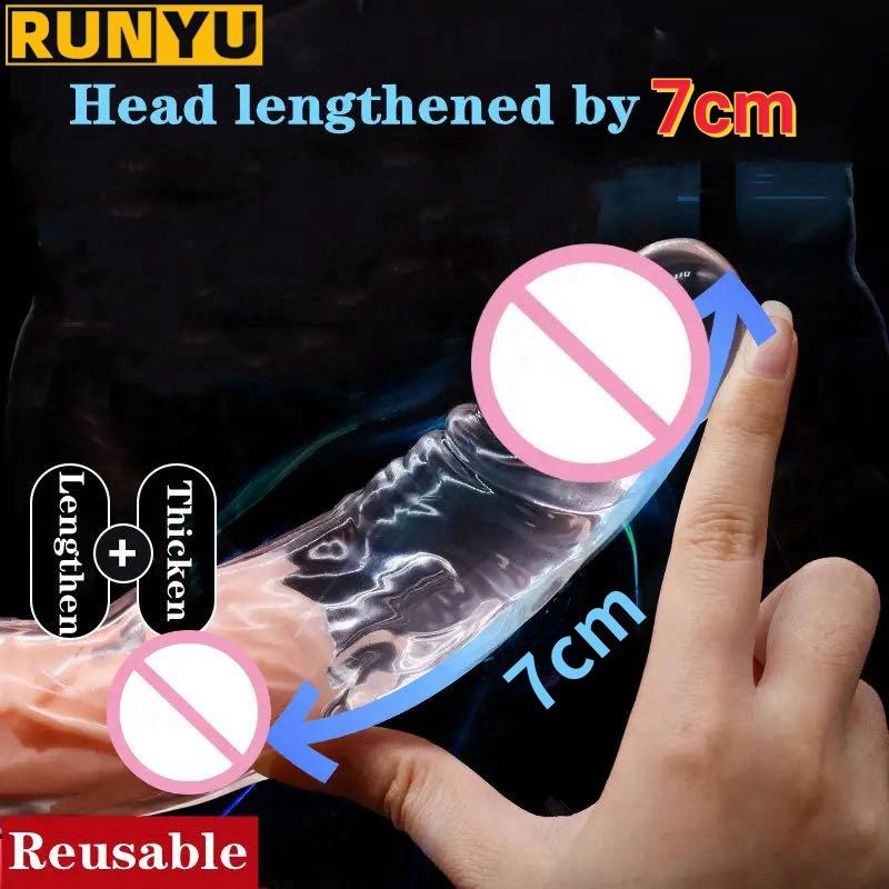 Large Realistic Penis Sleeve Extender Cock Sleeve Dick Enlargement Men Sex Toys Delay Ejaculation Reusable Condom 18+