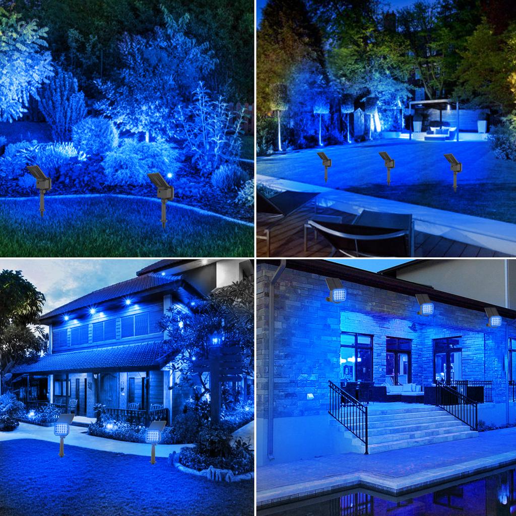 2/6 шт. Синий солнечный садовый светильник, уличный солнечный прожектор IP65, солнечный настенный светильник с регулируемой яркостью, солнечная лампа для сада