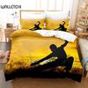 Комплект постельного белья Kung Fu Duvet Cover King Size Sunset Martial Art Men Silhouettes Комплект постельного белья для подростка из полиэстера, спортивная тема, пододеяльник