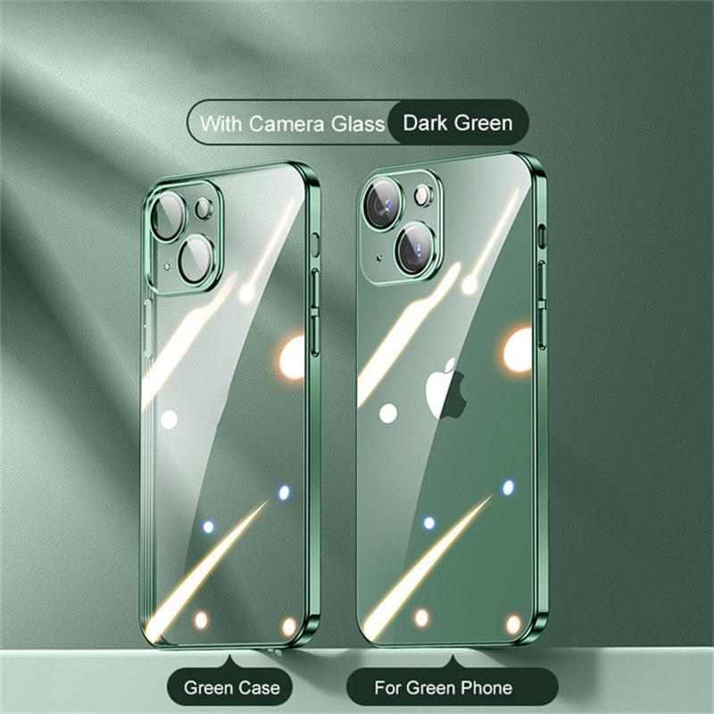 Квадратный прозрачный чехол с покрытием для iPhone 16 15 14 13 12 11 Pro Max Plus X XR XS SE 2022 7 8 защитный мягкий силиконовый чехол для объектива