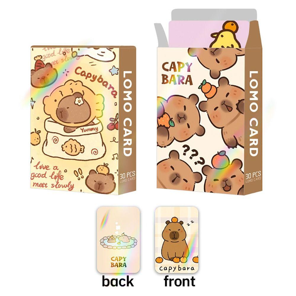 30Pcs Glitter Capybara Photocards Double-sided Collection Cards Kawaii Lomo Cards