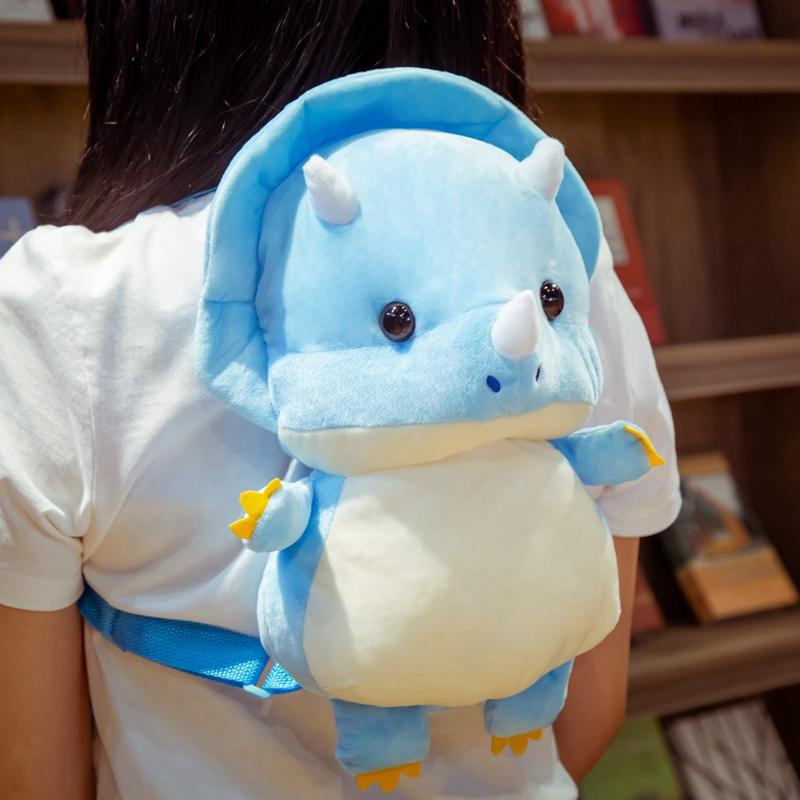 Updated Trendy Creative 3D Dinosaur Backpack Adorable Animal Cartoon Plush Backpack Dinosaurs Carryall for Children Kids Boy Gifts