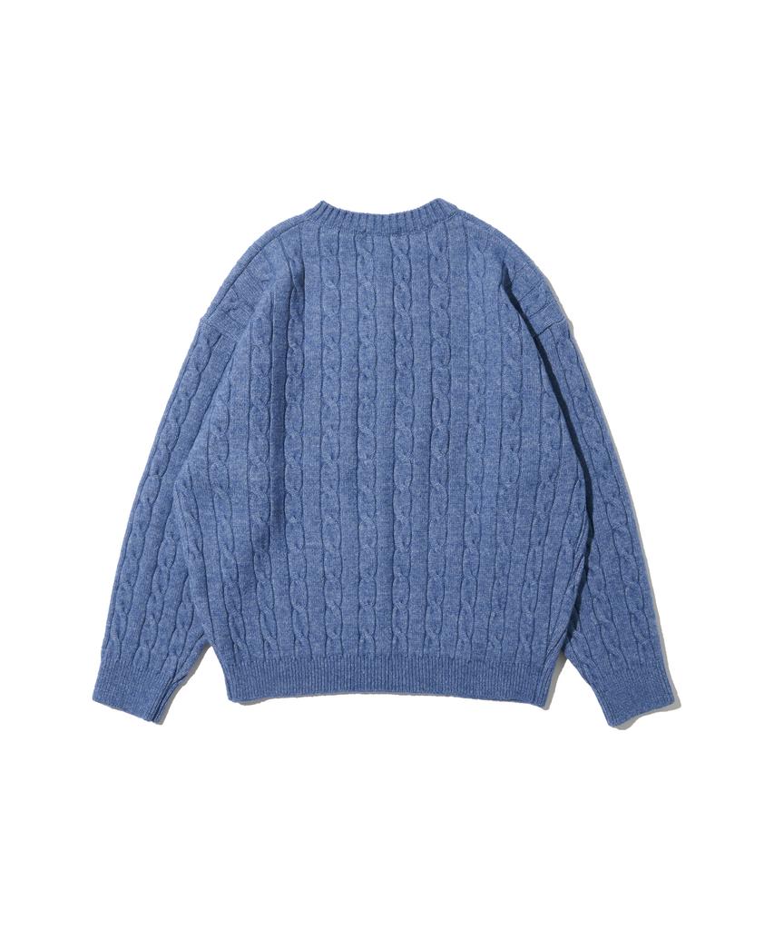 OTHERFITS Oversized Henley Neck Cable Knit (Blue)