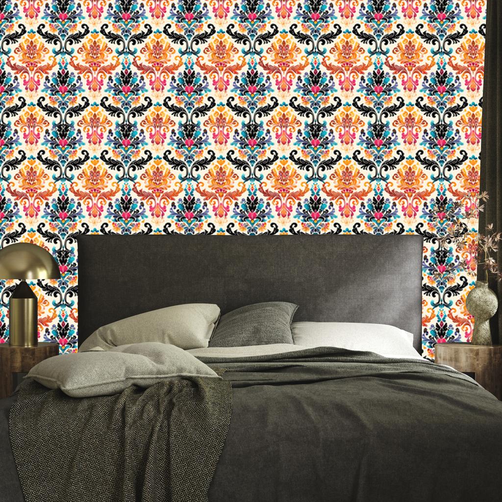 Baroque Damask Wallpaper Cream and Peach 50x1000