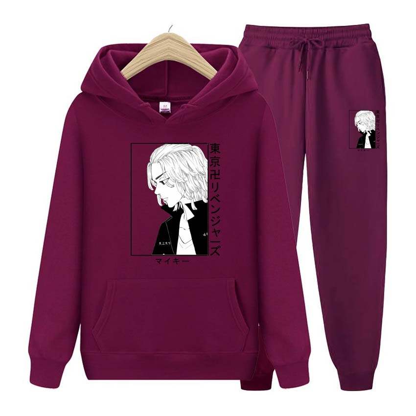 Мужские и женские толстовки с принтом аниме, спортивные костюмы, толстовки с капюшоном для бега, брюки, комплект из двух предметов, брюки, толстая теплая одежда для мужчин