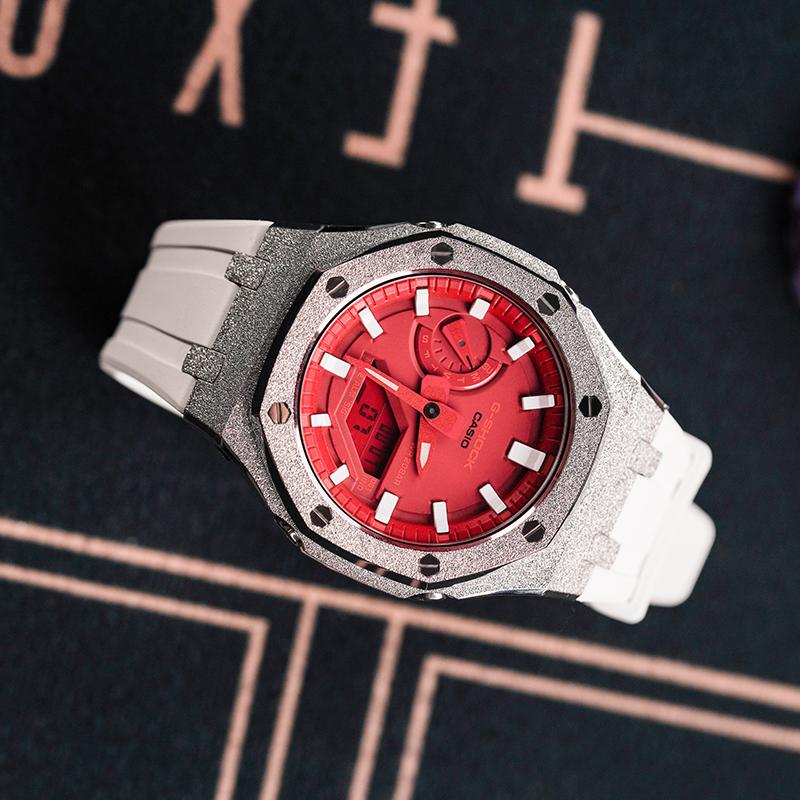 Casio Унисекс Часы с Жидкокристаллическим/Аналоговым Двойным Дисплеем Серия 48,5 мм Красные GA-2100-4A-