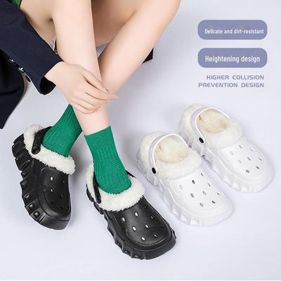 Бархатные нескользящие хлопковые тапочки с теплым мехом и толстой подошвой для использования в помещении и на улице