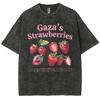 Летняя футболка с мультяшным принтом клубники, модная футболка с рукавом средней длины, свободного кроя, в стиле Харадзюку, с коротким рукавом, ретро-топ