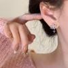 1Pair Korean Style  Zircon Cross Star Stud Earrings Silver Color Four-Pointed Star Mini Ear Studs For Women Girls Jewelry