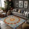 Unique Psychedelic Area Rug Bohemian Carpet Vintage Medallion Floor Mat Home Decor Living Room Bedroom Accent Rug Modern Abstrac