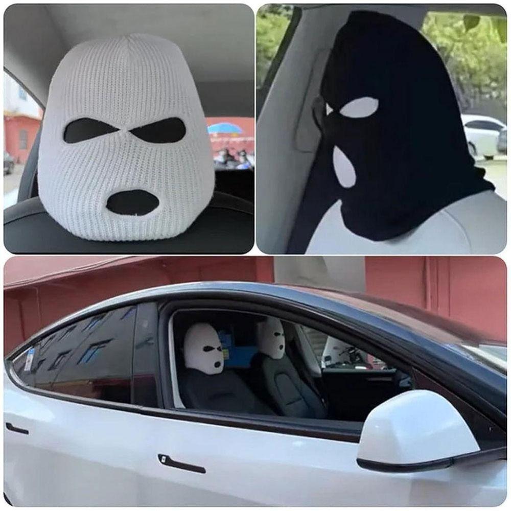 Knitting Car Funny Hat Decoration 3Hole Auto Headrest Decor Cover Car Seat Headcover Car Seat
