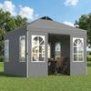 Pavillon 3x3m Waterproof Stable Winterproof Pop Up Folding Gazebo One Button Setup Uv 50 Plus Dark Gray