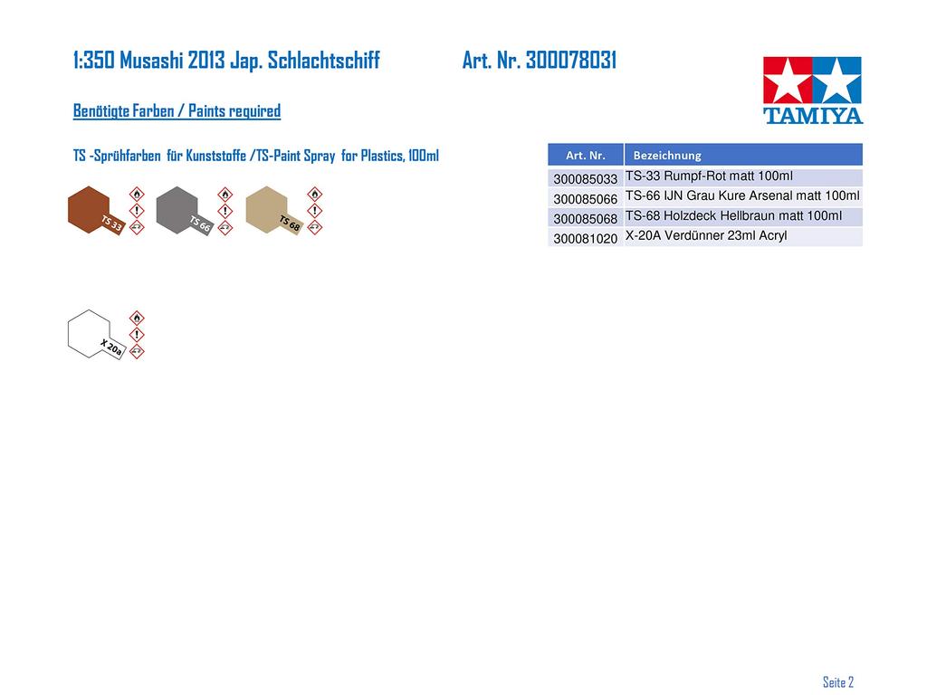 Tamiya Пластиковая модель японского линкора «Мусаси» серии «Корабль» 78031 1/350 № 31