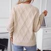 Women's Fashion Casual Loose Long Sleeve Round Neck Diamond Pullover Sweater