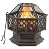 VidaXL Rustic Foyer with Poker 62x54x56 Cm XXL Steel, Heating, Patio Heater, Outdoor Fireplace, Chimney, 360060