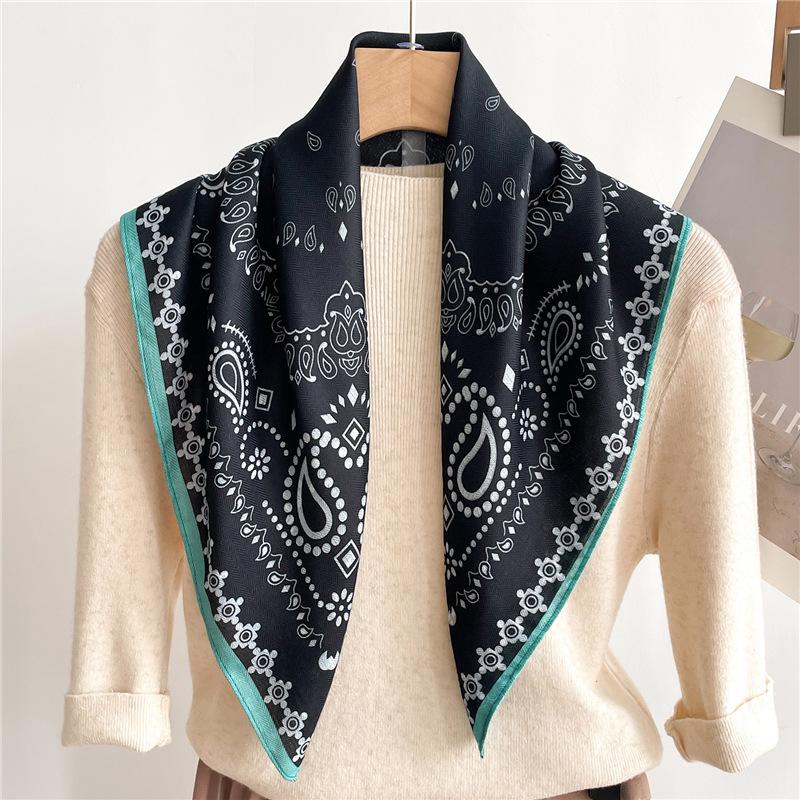 Paisley Herringbone Pattern Cotton And Linen Small Square Scarf Silk Scarf Imitation Velvet Headscarf Shawl Scarf Scarf Women