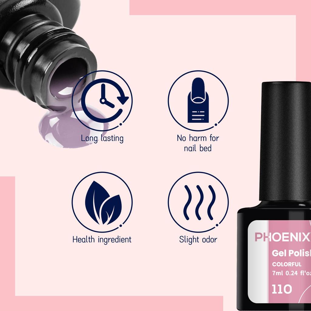 PHOENIXY 10 шт. чистый цвет гель-лак для ногтей яркий для нейл-арта лак база верхнее покрытие светодиодная/УФ-лампа 8 мл набор гелей для лака