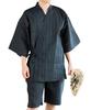 [KIMONOMACHI] [Оригинальный мужской дзинбэй от Kyoto Kimono Town] (Японская летняя одежда) - Хлопково-льняной дзимбей в черно-индиговую полоску, размер 3XL - Ги для Дня отца