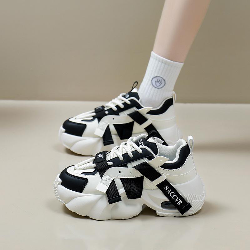 Повседневные женские кроссовки на массивной платформе без шнуровки, легкие кроссовки для бега, дышащие прогулочные кроссовки из искусственной кожи, женская спортивная обувь для тенниса на шнуровке