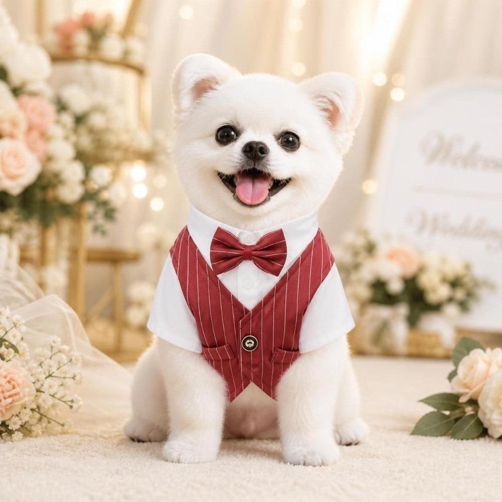 Lightweight Dog Wedding Suit Button Closure Small Dog Clothes Pet Tuxedo Outfit for Teddy Dogs