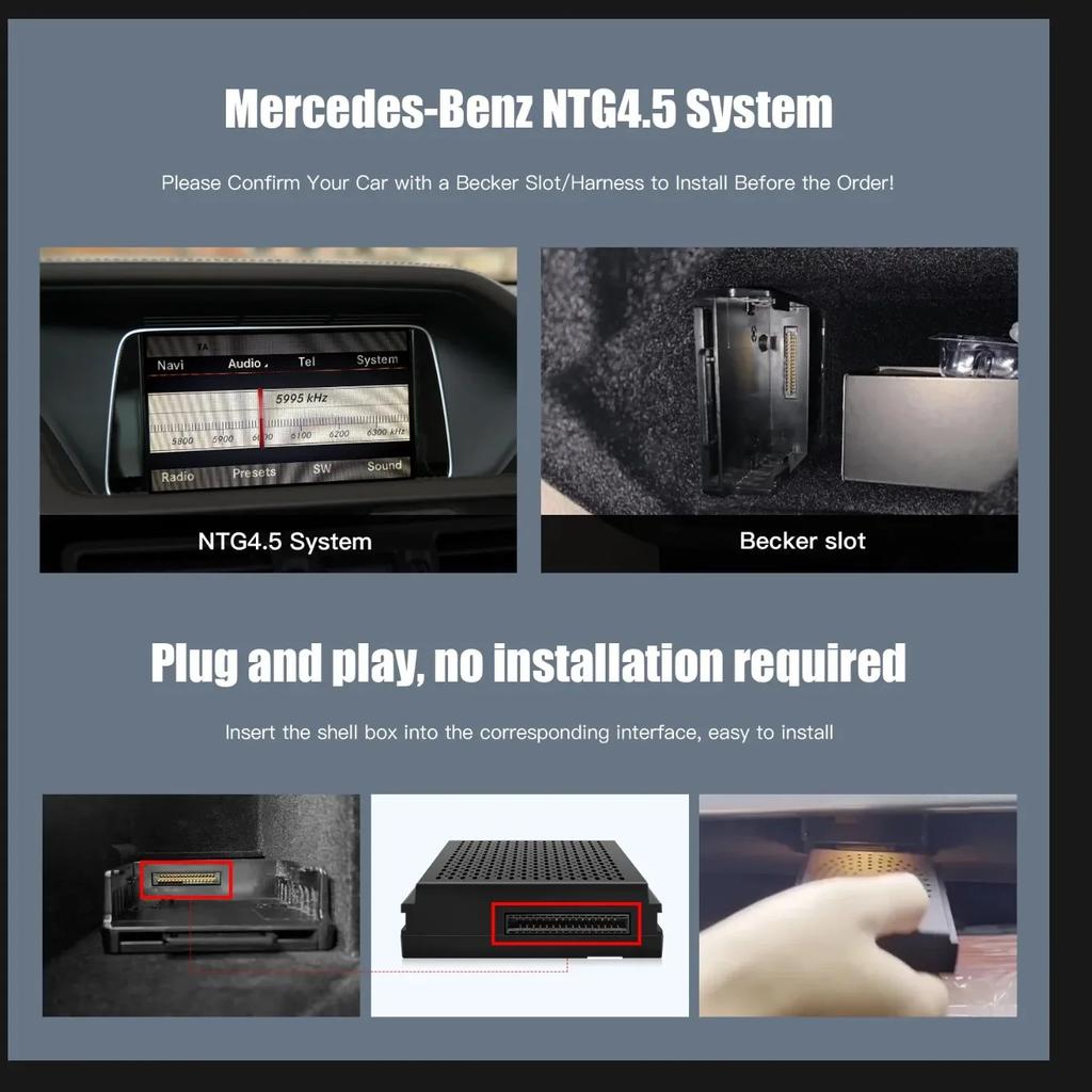 Обновление беспроводной Carplay подходит для Mercedes Benz ABCE CLA GLA GLK ML Sprinter NTG4.5 Becker Module Android Auto Navigation