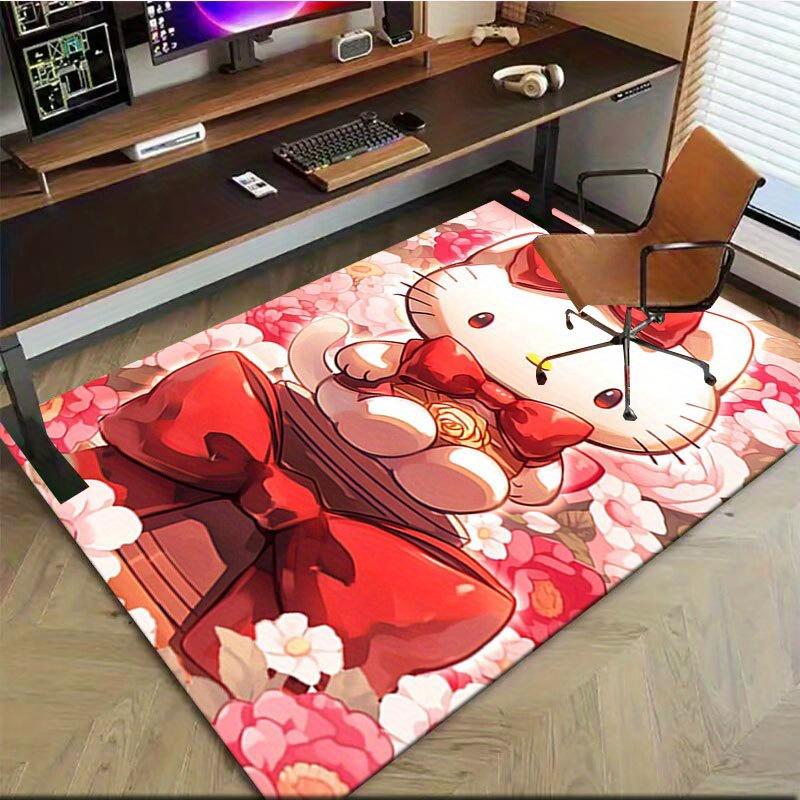 1 шт. Sanrio Hello Kitty Ковер для офиса с принтом русалки Прямоугольный коврик под стол, Идеальный декор для гостиной, спальни, кухни, Нескользящий пол