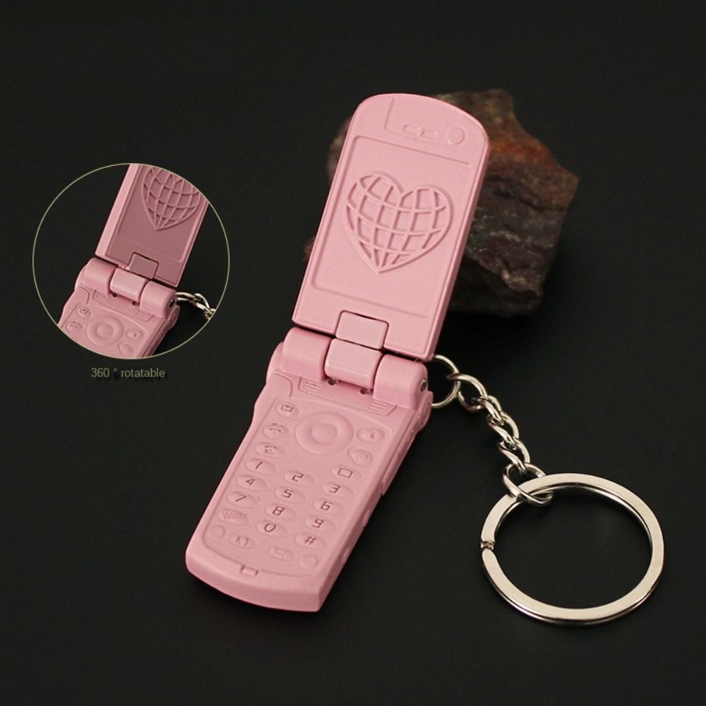 Mini Cell Phone Figure Key Ring Loveheart&Bowknot Car Key Chain Phone Model Keychains Couple