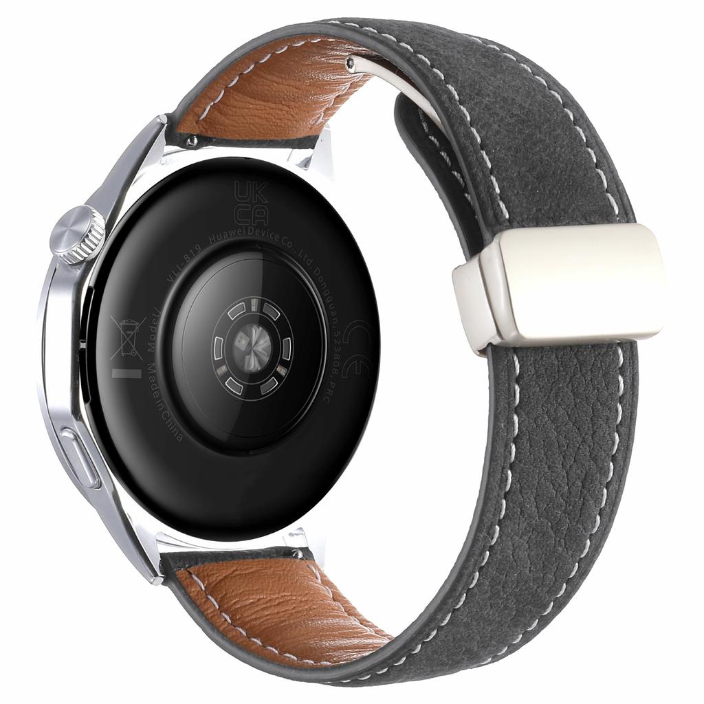 22-мм Магнитный Застежка Ремешок для Часов Huawei Watch GT 6/5/5 Pro/4 46мм Масляная Вощеная Текстура Личи Натуральная Кожаный Ремешок