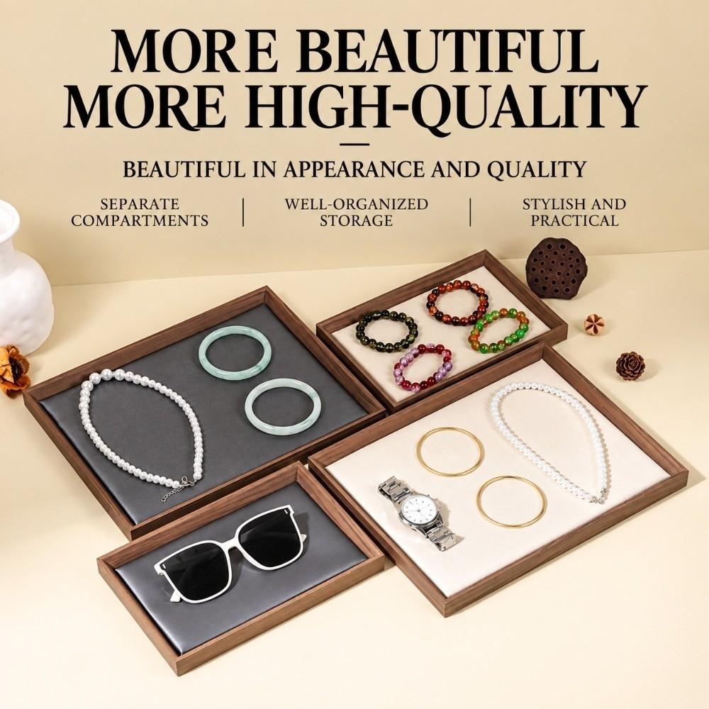 Wooden Display Tray Black Walnut Wood Grain Platter Retro Jewelry Tray For Dressing Table