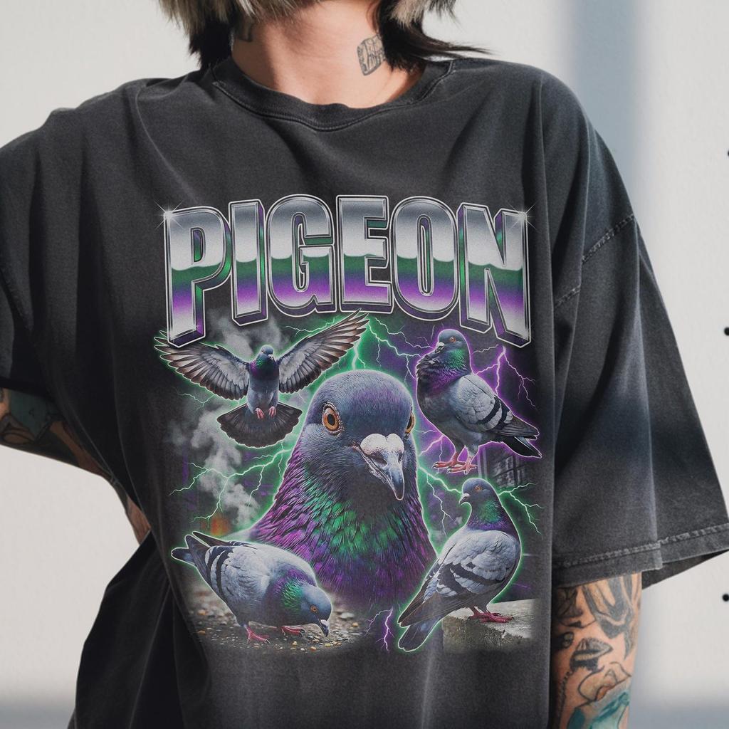Vintage Pigeon Shirt, 90s Bootleg Rap Tee, City Bird Graphic, Trash Dove Lover Gift