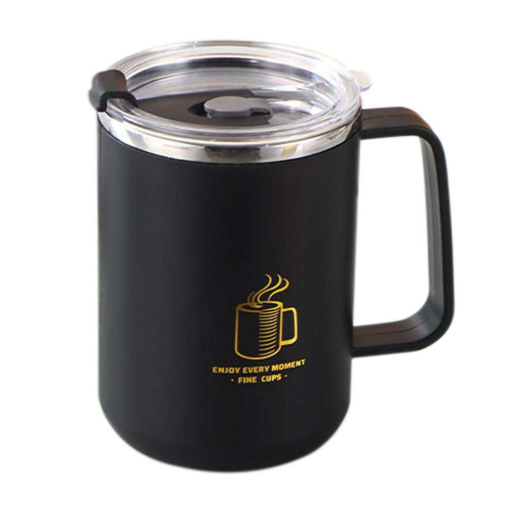 New 500ml/17oz 304 Stainless Steel Milk Coffee Mug Double-Wall Insulated Anti Scalding Water Cup With Lid&Handle Tumble