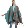 Autumn and Winter Women's Shawl Double-sided Fringed Enlarged and Thickened Split-ended Cape Fashionable Warm Knitted Scarf