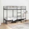 VidaXL Bunk Bed Without Mattress Black 75x190 Cm Steel, Bed Frame, Slatted Base, Bedroom Furniture, Loft Bed, Frame of 42000319
