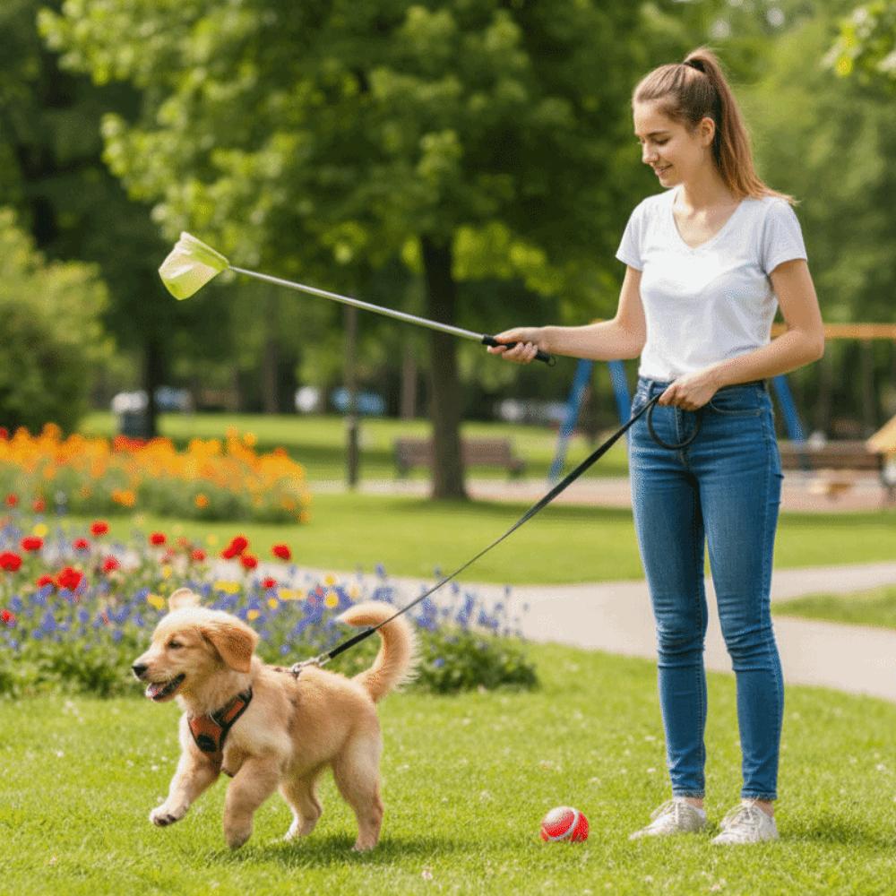 Extendable Handle Pet Poop Scooper Foldable Cat Cleaning Tool Dog Waste Picker Outdoor