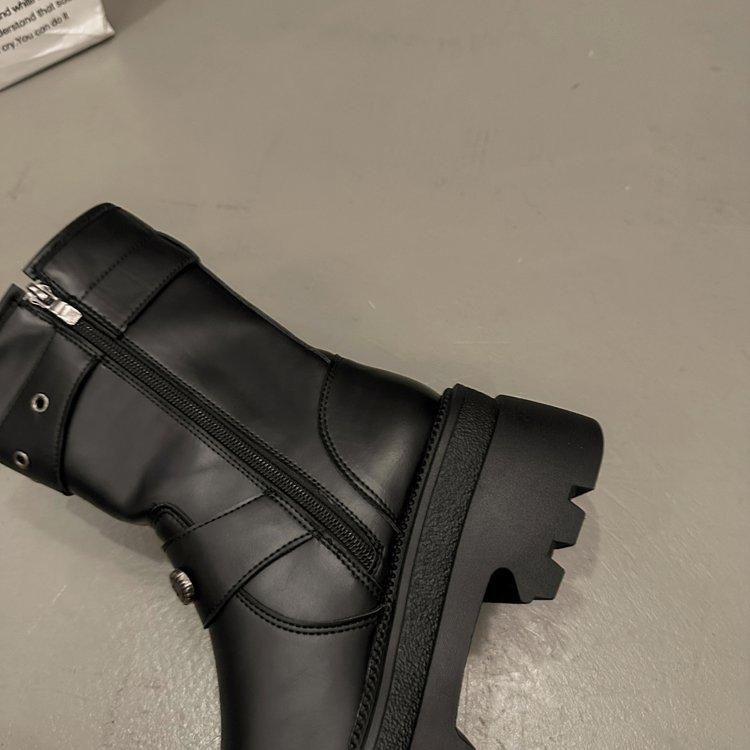 Зимние ботинки винтажные коричневые толстые каблуки толстая подошва женские модели осень Meilad увеличение высоты тонкие короткие ботинки