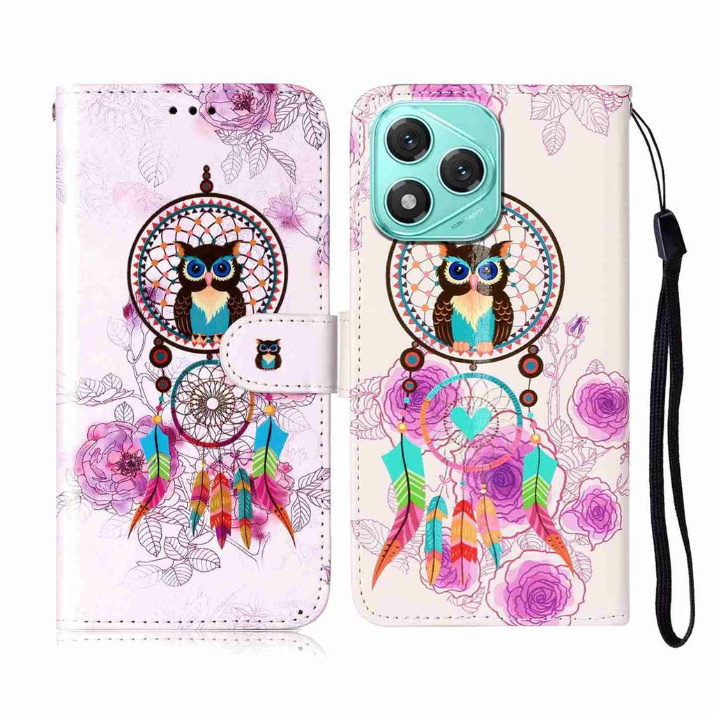 For Honor 400 Lite 5G Case Pattern Leather Wallet Phone Cover with Strap