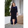 Women's Dress Plus Size Three-quarter Sleeve Mermaid High Low Hem Extra Long Velvet Dresses