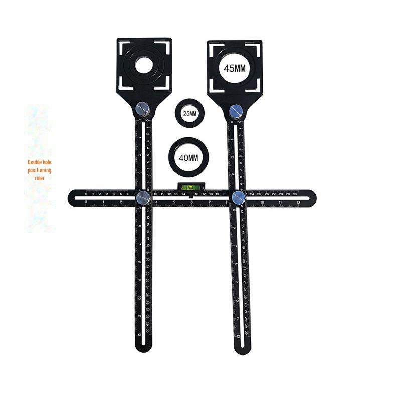 Universal 6-Fold Aluminum Alloy Ruler with Tile Hole Locator for Masonry, Tiling, Paving, Brick, Glass, and More.