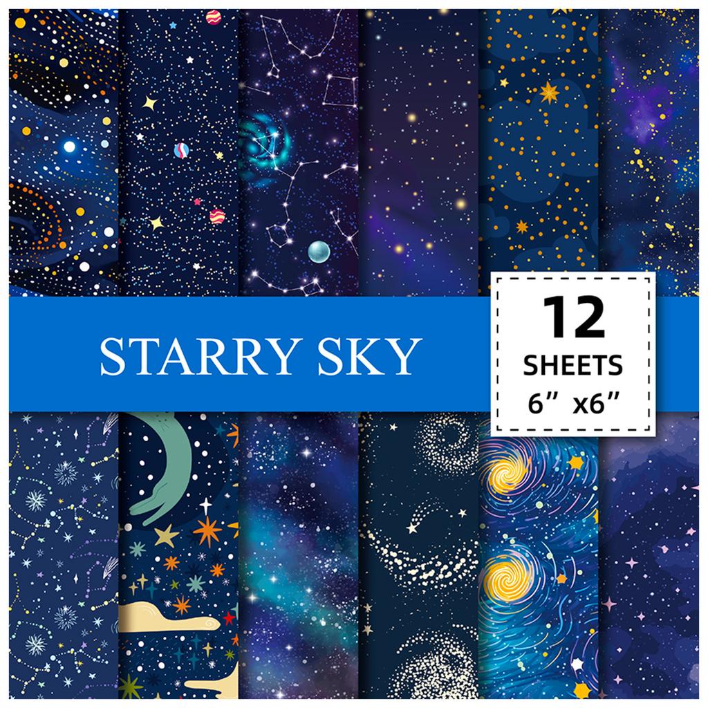 12 Sheets/Pack Vast Starry Sky Gift Outsourcing Guka Handbook Cut Bottom Paper Material Paper