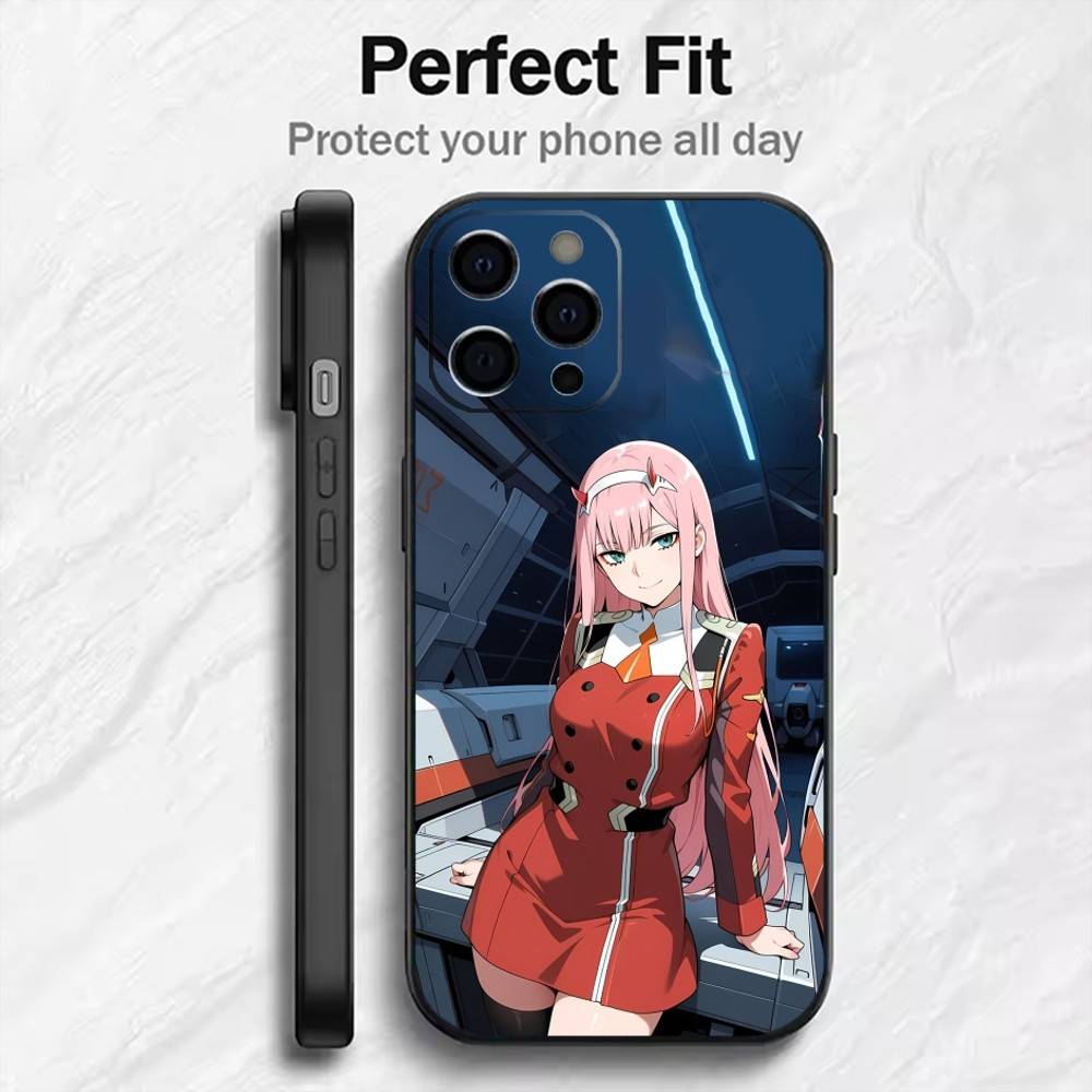 Чехол для телефона Аниме ZERO TWO Для iPhone17,16,15,14,13,12 Plus,Max Мягкий Силиконовый Черный Чехол