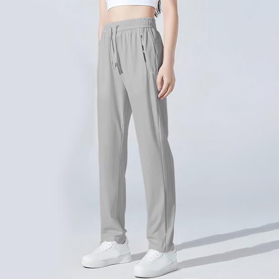 Unisex Stretch Quick Drying Pants Ice Silk Sport Stretch Active Pants Drawstring Casual Baggy Jogger with Pockets for Hiking Travel